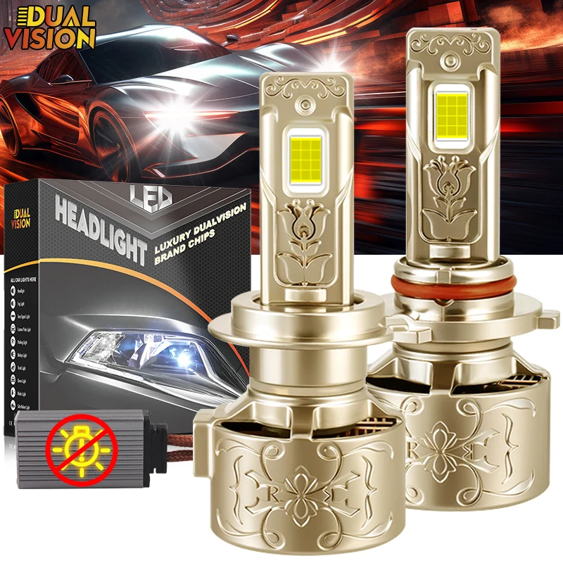 

Dualvision H7 H4 LED Car Headlight Bulb Canbus K5C H1 H8 H9 H11 9005 HB3 9006 HB4 9012 HIR2 Lights 24PCS 9580 CSP CHIPS Fog Lamp