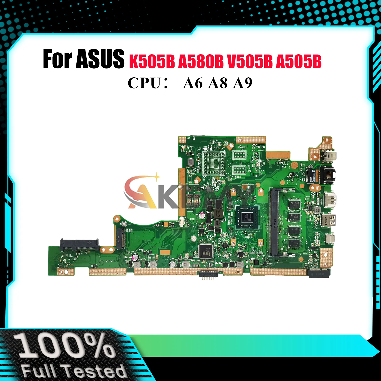 

X505BA Материнская плата для ноутбука ASUS VivoBook X505BP X505BA V505B K505B A580B A505B X505B Материнская плата для ноутбука с процессором A6 A8 A9 stk