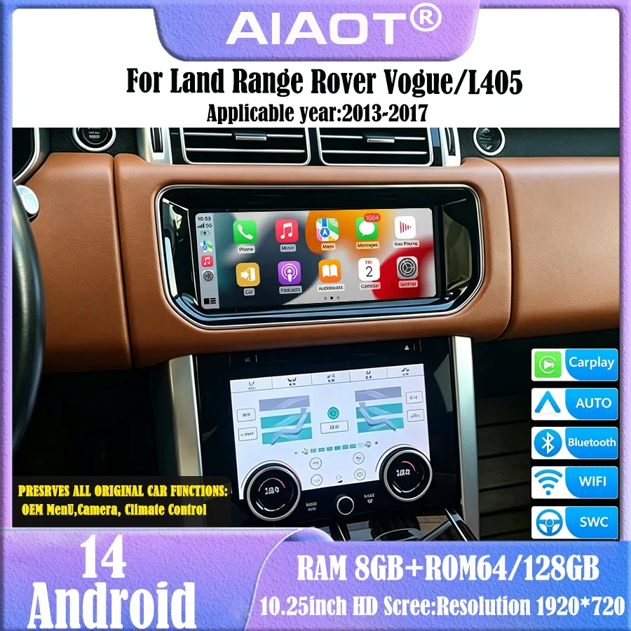 10.25 inch For 2013-2017 Land Rover Vogue/L405 Radio with 4G CarPlay Retains OEM Menu Bosch Harman Screen Multimedia Player