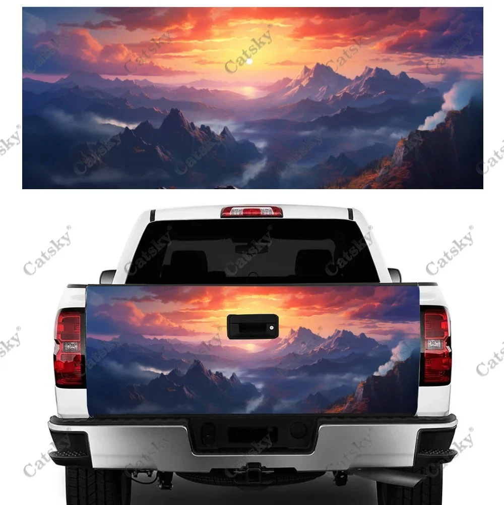 

Landscape Sunset In Mountains Truck Tailgate Wrap Professional Grade Material Universal Fit for Full Size Trucks Weatherproof