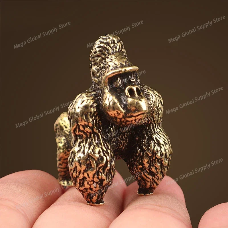 

Modern Hand Carving Brass Miniatures Gorilla Study Desktop Originality Figurines Retro Bionic Art Home Decor Statuette