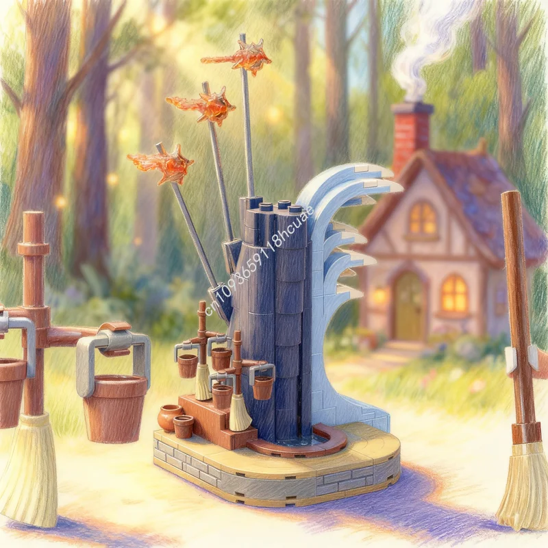 

302 шт. MOC Fantasia Sorcerer Микки Дисплей Диснейство Модель Мыши Строительные Блоки Строительные Рождественские Подарки Кирпичная Игрушка Дети