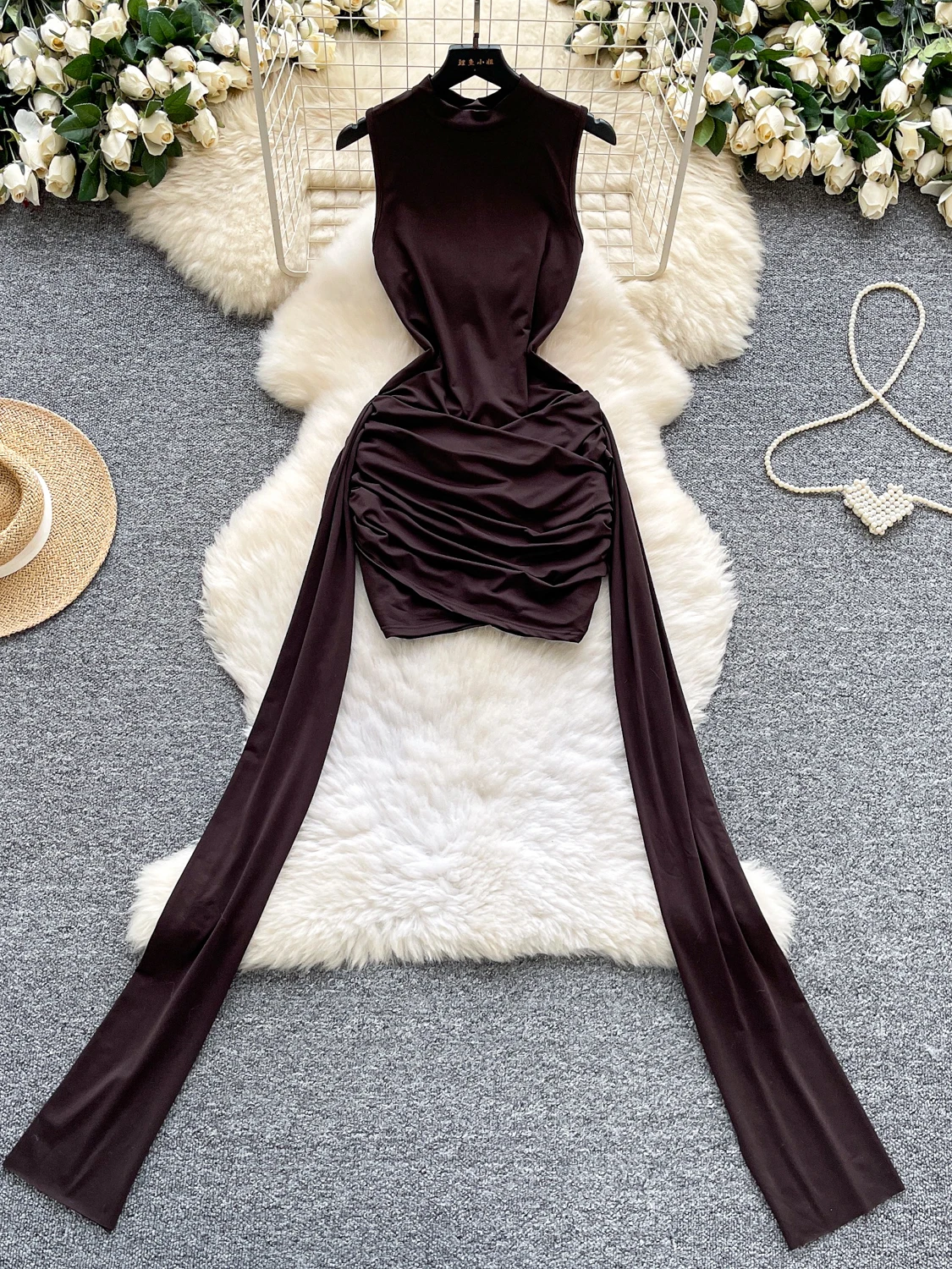 

Pure Desire Hot Girl Design Folded Waistl Svel Draped Wrap Bodycon Dr High Waist A-Line Skirt Women's Faion