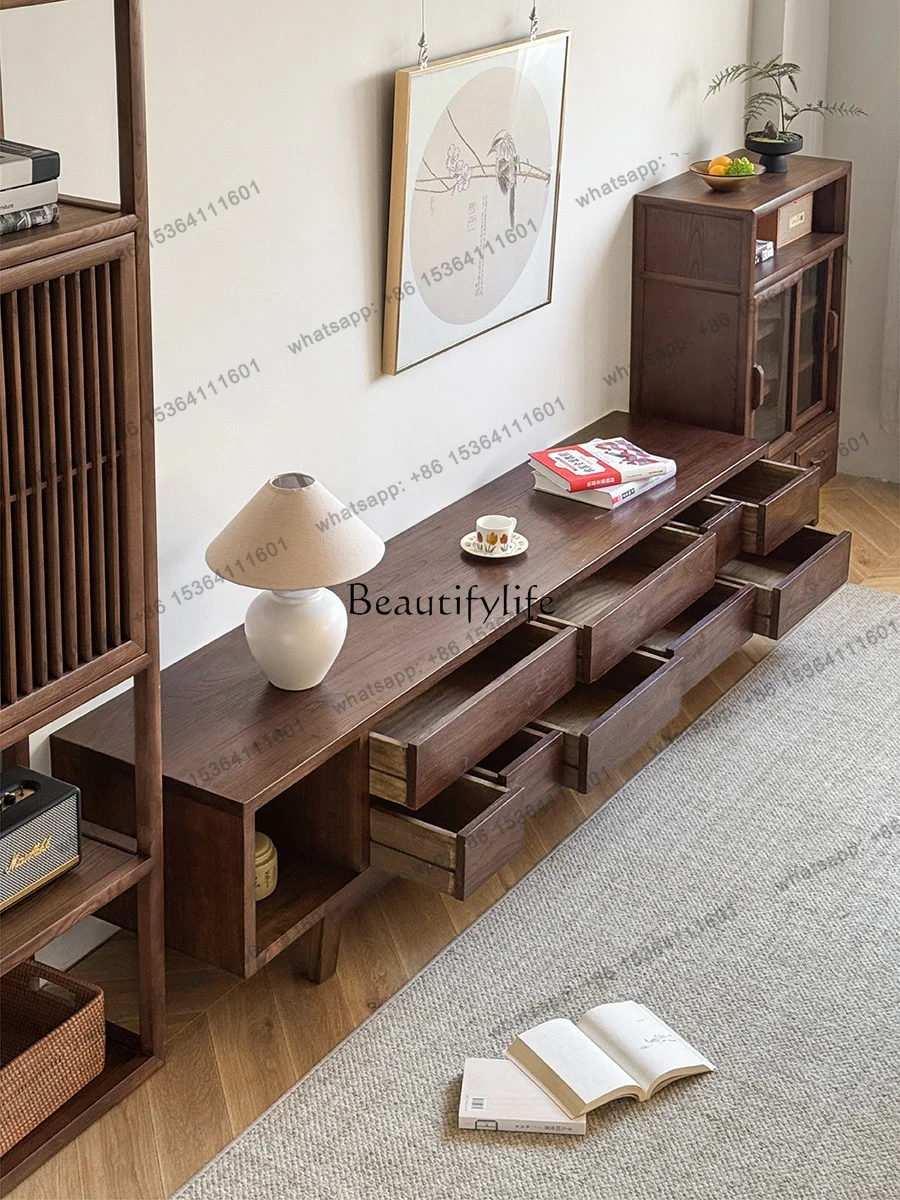 Customization Solid Wood TV Cabinet Living Room Home Storage Locker Integrated