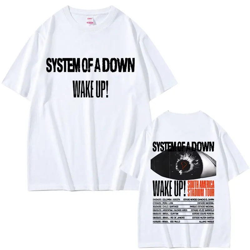 Rock Band System of A Down Wake Up South America Stadium Tour 2025 T-shirt Alternative Metal Merch Tshirt Men Oversized T Shirts