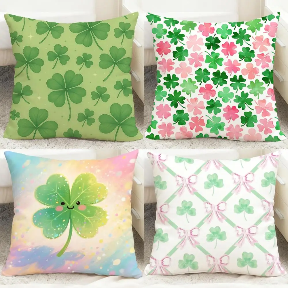 Lucky Clover Cushion Cover Comfortable Reversible Pillow Cover Ideal for Car Sofa Bedroom & Beyond
