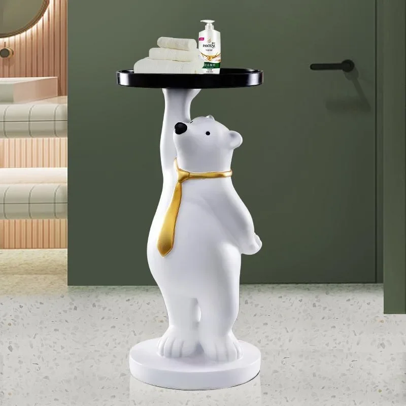 

Resin Semi Manual Sculpture Polar Bear Large Landing Decoration Nordic Living Room Tabletop Ornaments Animal Figurine Home Decor