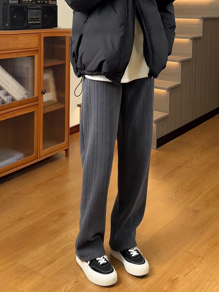 

Мужские повседневные брюки с начесом, широкие, прямого кроя, с узором «пшеничный колос», осенне-зимние, в американском стиле, свободного кроя...