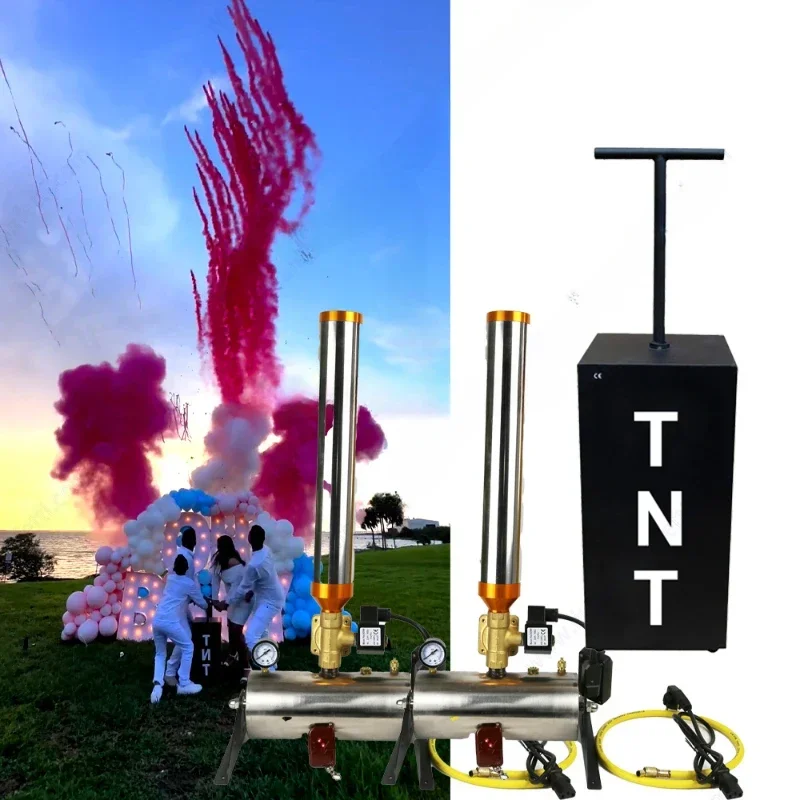 Electronic Remote Control Gender Reveal Smoke Machine Powder Fireworks Outdoor Party Props Colorful Confetti Cannon Machine