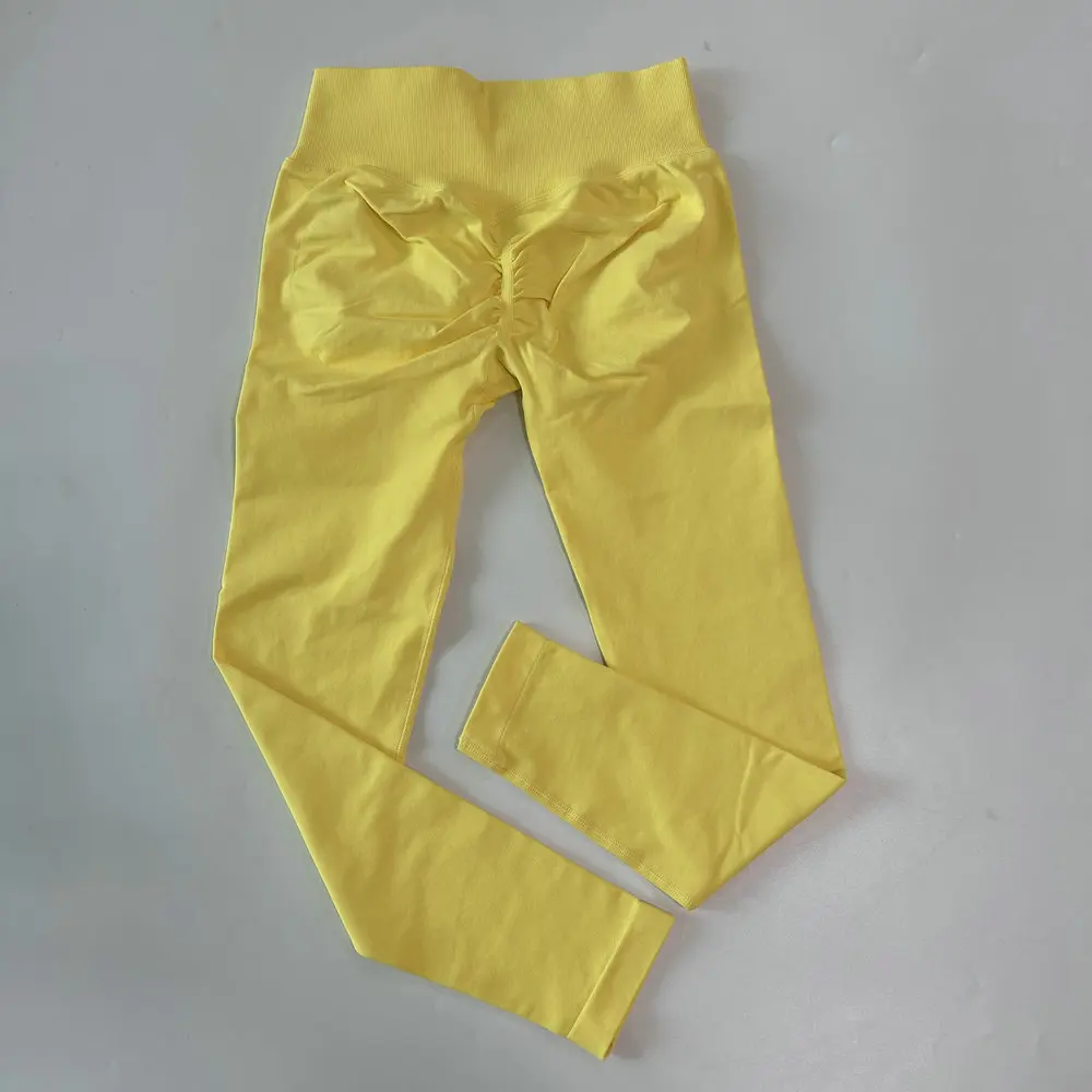 Gerippte Yoga-Leggings mit hohem Bund für Damen, Scrunch-Bauchpartie, Sport-Hose mit Naht, hochelastische Trainings-Yoga-Kleidung, Lauf- und Fitness-Strumpfhose – Detail 15