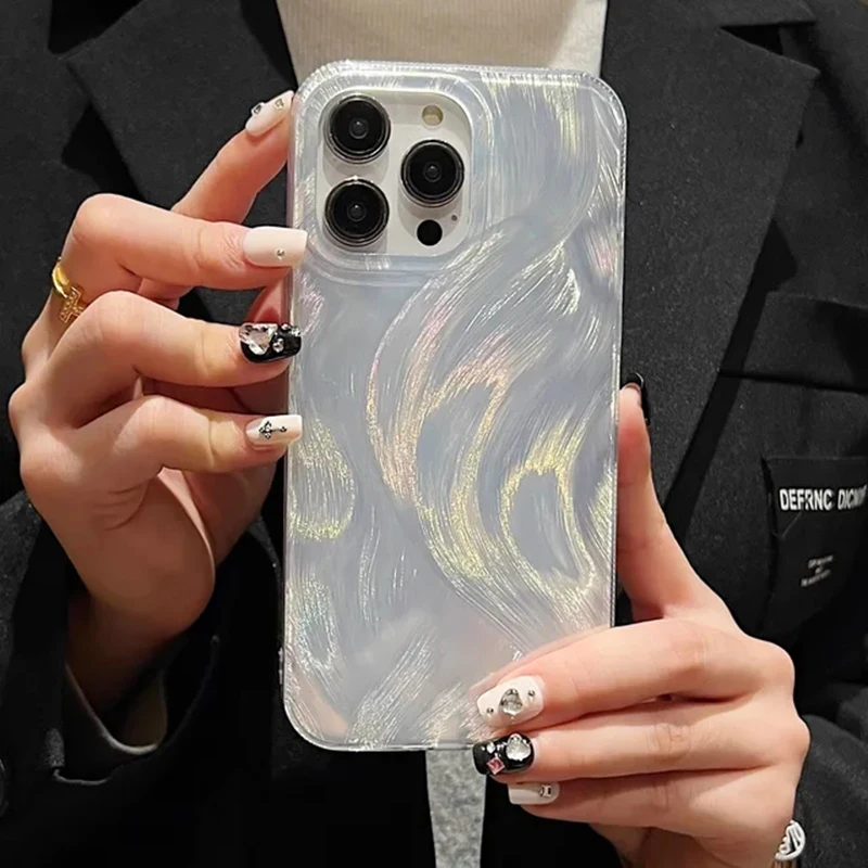 Luksusowe laserowo-srebrne etui na telefon Samsung S25 S24 S23 S22 S21 Ultra FE A16 A14 A34 A32 A15 A35 A52 A53 A54 A55 5G Bumper Cover