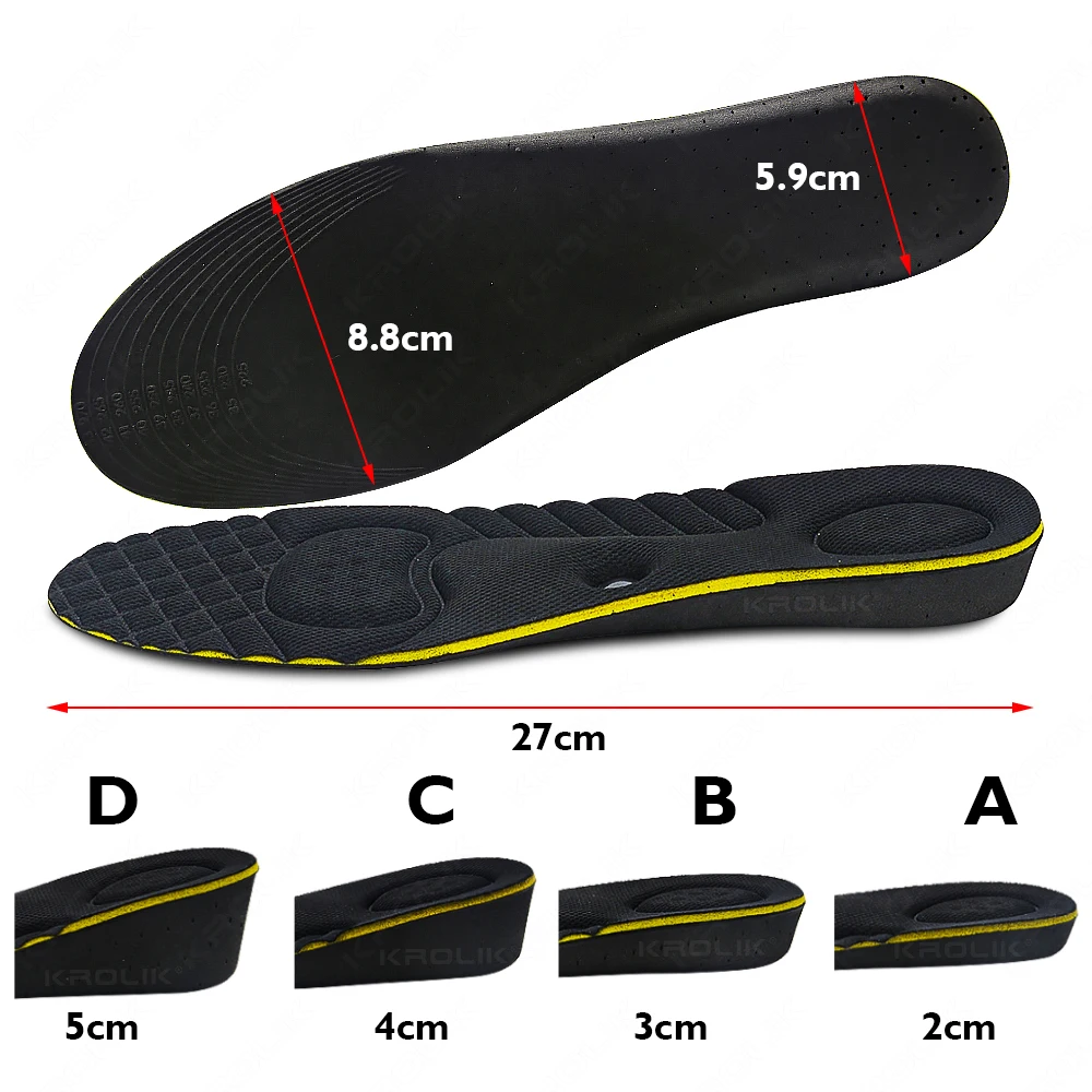 VTHRA Invisible Height Increase Insole Pad Cushion Height Lift Adjustable Cut Shoe Heel Insert Taller Support Absorbant Foot Pad