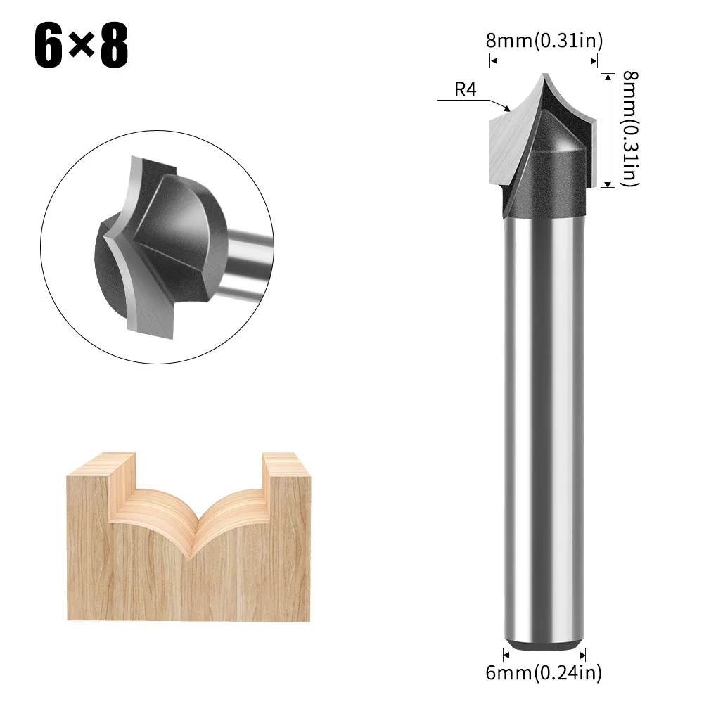 

6MM Milling Cutter Carving Woodworking Fancy Milling Cutter CNC Carving Machine Door Panel Knife Carving Knife Arc Shape