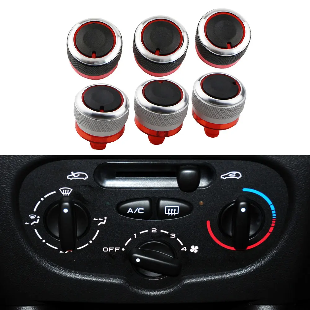 For Peugeot 206 207 Citroen C2 Xsara Picasso Aluminium Air Condition AC Heater Climate Control Switch Knobs Dials Buttons