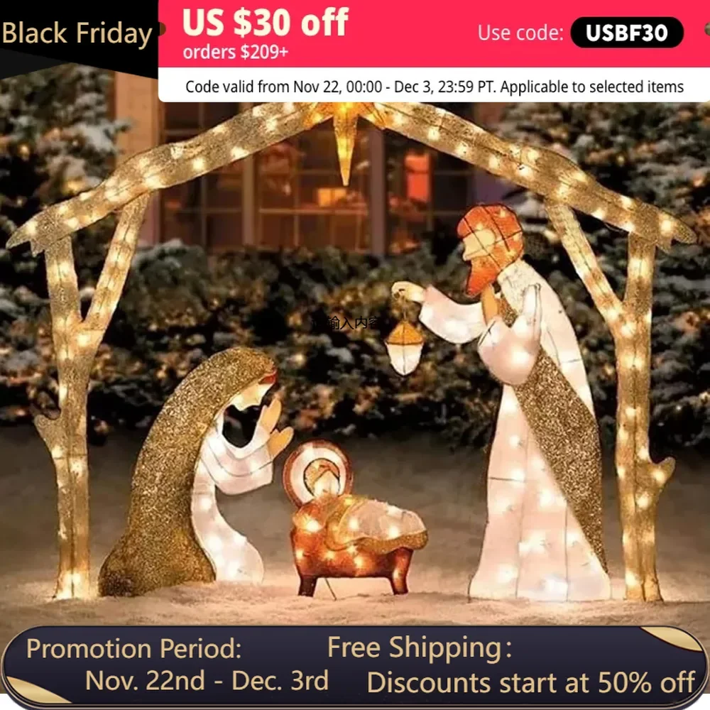 5FT Christmas Decorations Outdoor Christmas Scenes Holy Family Christmas Scenes 175 LED Lights  Decorations