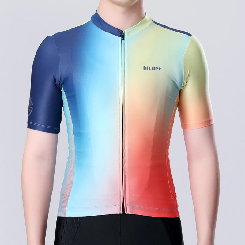 Gicaer Short Sleeve Cycling Jersey Moisture Wicking Tops Lightweight Milk Silk Bicycle Clothing Training Racing Road Bike Shirts