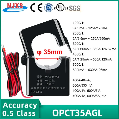 Transformador de corriente de abrazadera NJXSE OPCT35AGL AC 0 ~ 630A 100A 200A 300A 400A 500A 600A Sensor de abrazadera de precio de fábrica CT de núcleo dividido