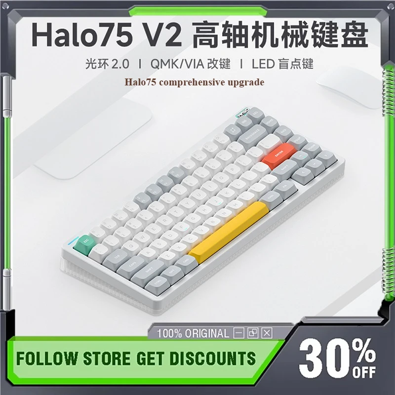 NuPhy Halo75 V2 Teclado Mecânico Sem Fio Tri-modo CNC Hot Swap Junta RGB QMK/VIA Personalizado Escritório E-sports Teclado para Jogos