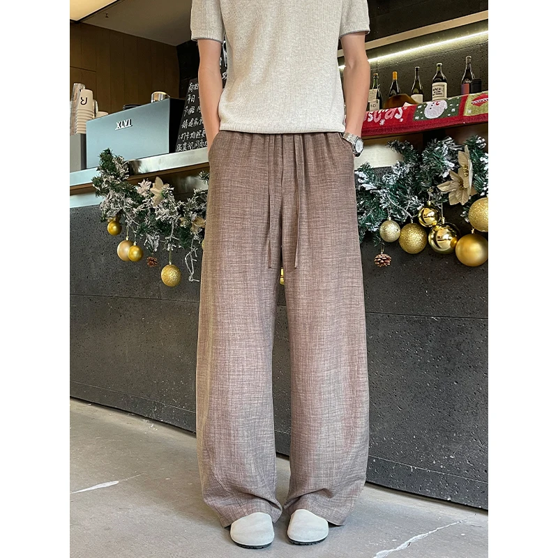 

Linen Pants Men Fashion Retro Casual Pants Men Japanese Streetwear Hip-hop Loose Wide Leg Pants Mens Trousers Large Size 4XL