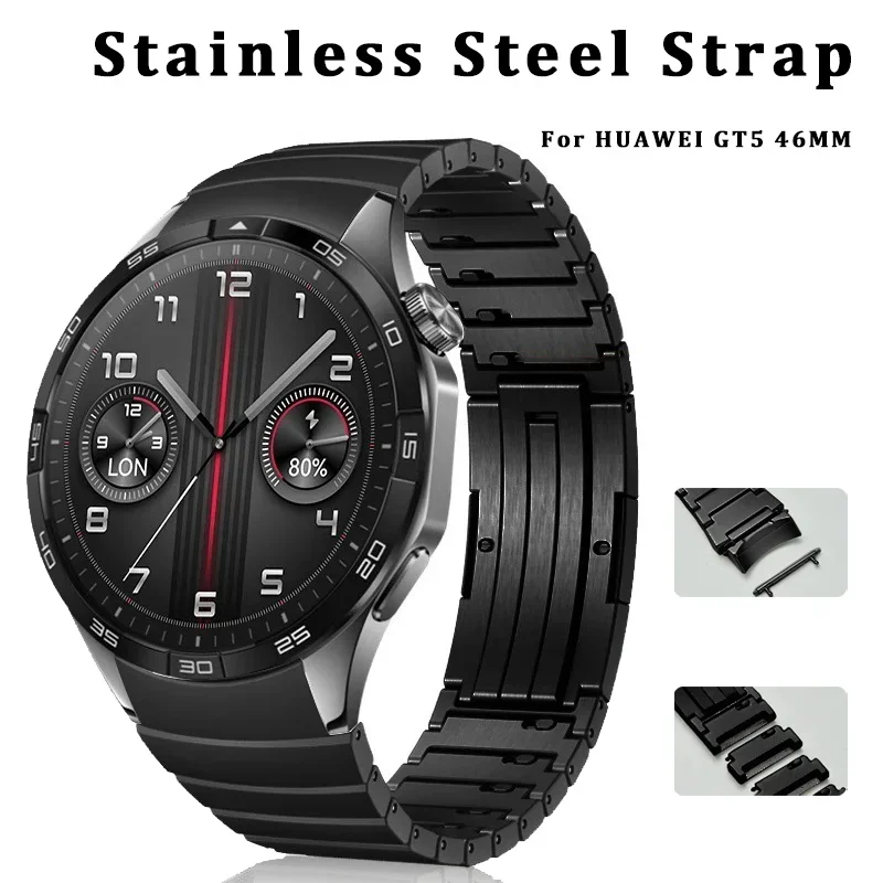 No Gaps Link Bracelet For HUAWEI WATCH GT 5 46mm Metal Stainless Steel Band For HUAWEI GT5 Strap Watchband Accessories