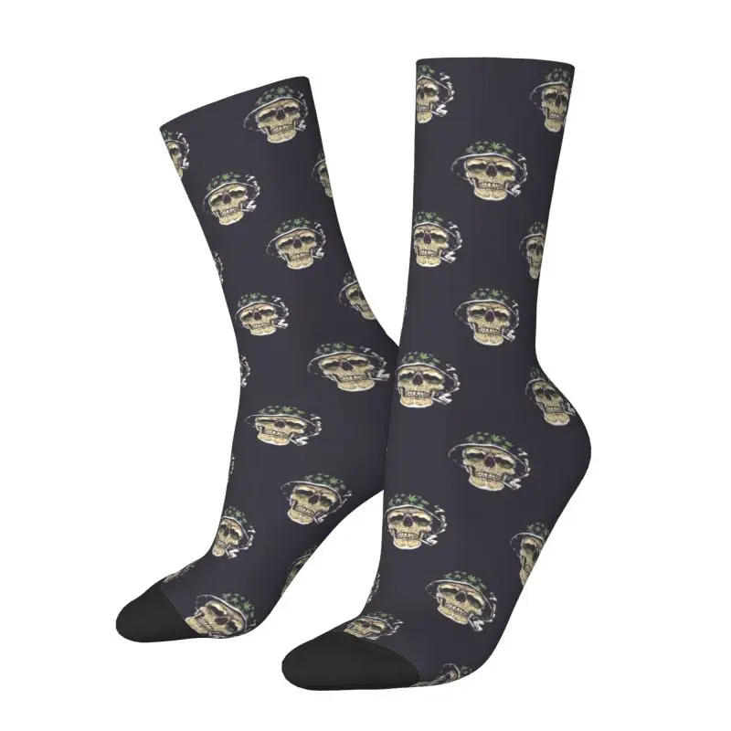 Skull Rhinestone Smoke Weed Dress Socks Men's Women's Warm Fashion Funny Crew Socks