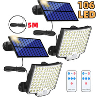 Solar Light Outdoor 106 LED Super Bright Motion Sensor Solar Strong Power LED Garden Wall Lamp IP65 Waterproof 3 Working Modes