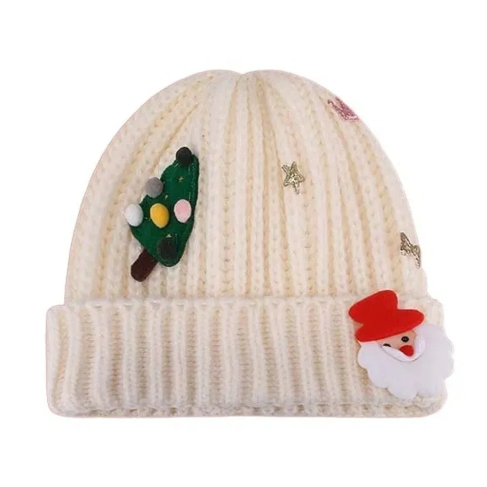 

Versatile Soft Christmas Plush Cap Woven Plush Red Knitted Woolen Hat Santa Claus Green Thickened Brimless Cap Winter