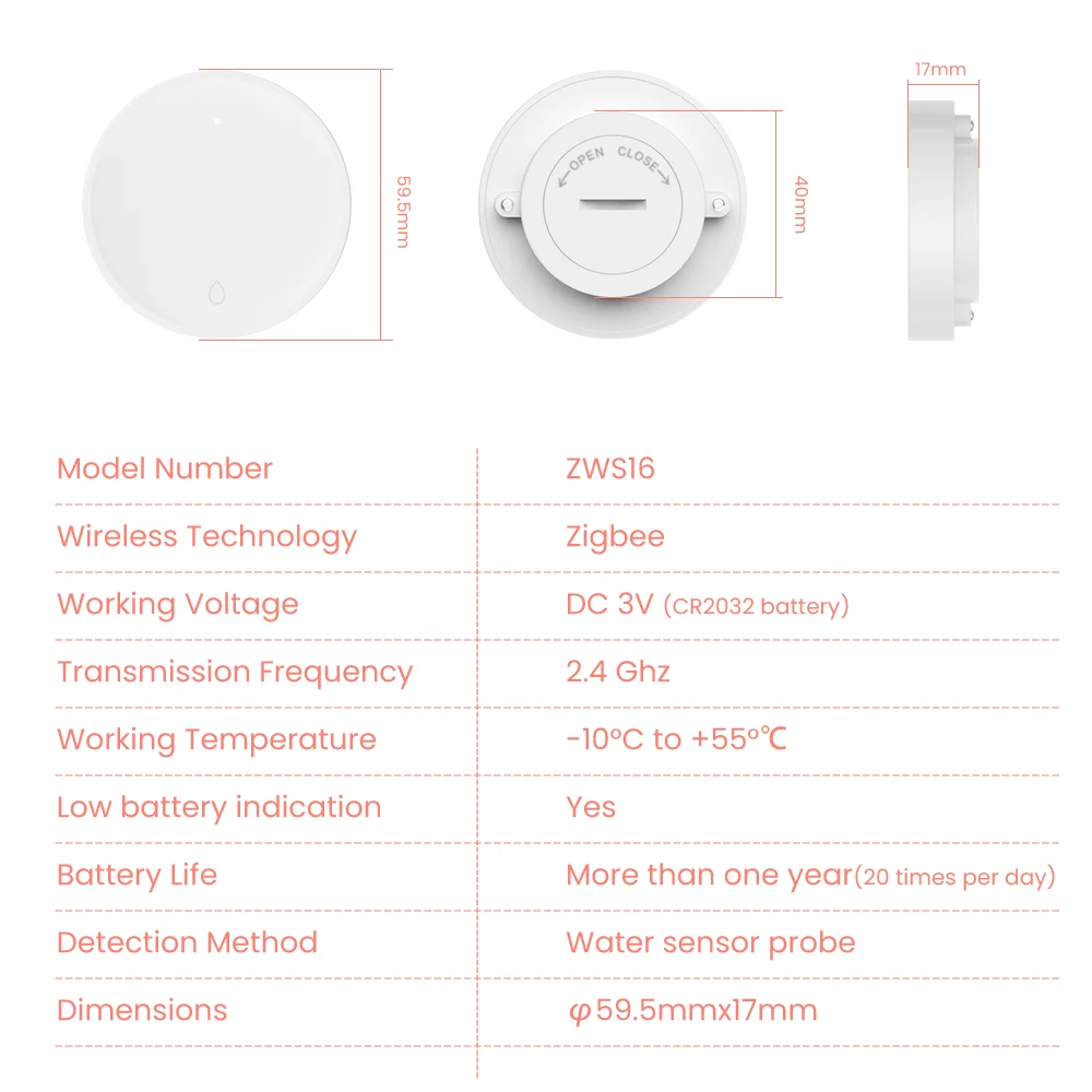 AVATTO Tuya Zigbee Smart Water Leak Detector,APP Notification Alerts Overflow Security Alarm System For Alexa, Google Home