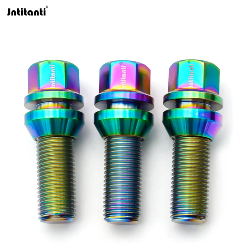 Jntitanti Gr5 titanium wheel lug bolt titanium screw  M12x1.25x35-50mm free cone washer for Fiat alpa Romeo Peugeot Citroen etc