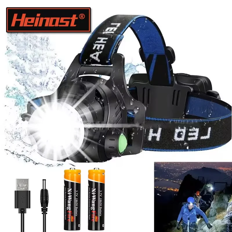 T6 Led Headlamp Fishing Head Lamp 3 Modes Zoom Lamp Waterproof Super Bright Camping Light Powered By 2x18650 Batteries