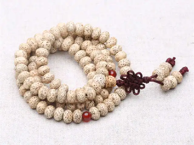 Beige Star Moon Lotus Bodhi Beads Bracelets Buddhist 108 Bodhi Beads Prayer Mala BRO854