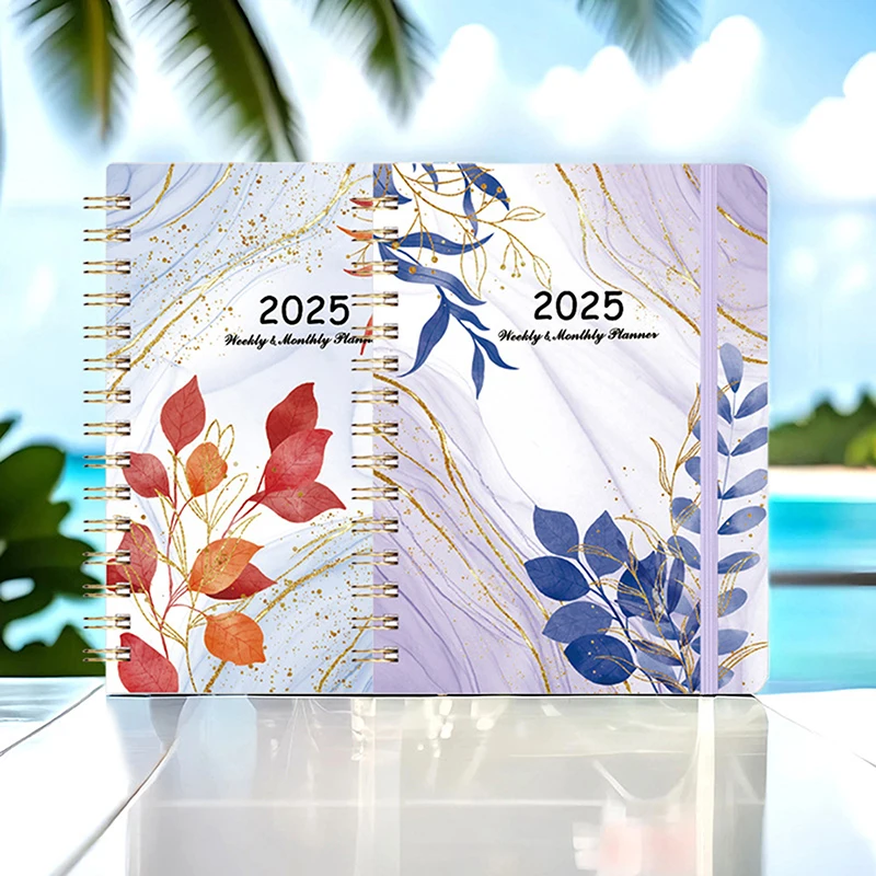 2025 Planner Notebooks Month Weekly Floral Leaves Notebook Schedule Diary Schedule Journal School Office Supplies Stationery