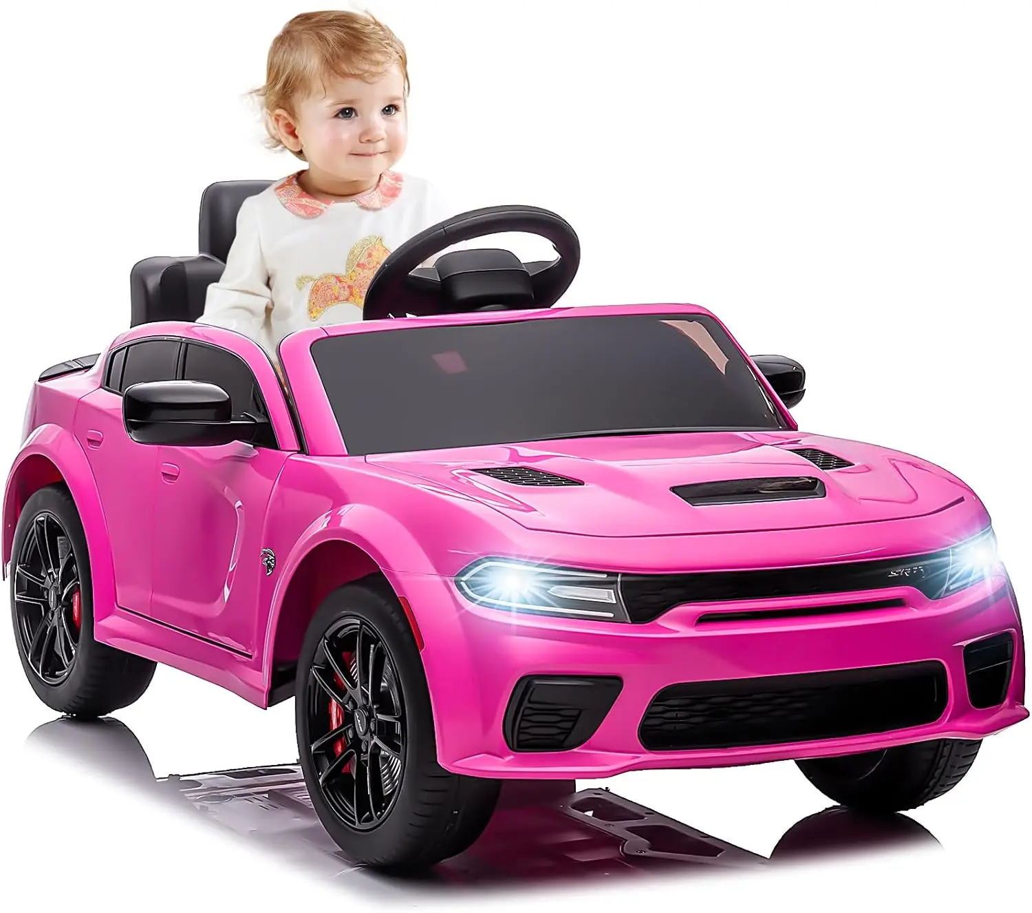Dodge Charger SRT Hellcat con licencia de 12V, coche eléctrico para niños, juguete de paseo de 4 ruedas con batería, con control remoto parental