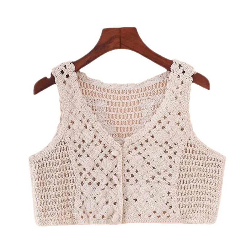 Toddler Girls Vest Knitted Sweater Sleeveless Waistcoat Flower Hollow Cardigan