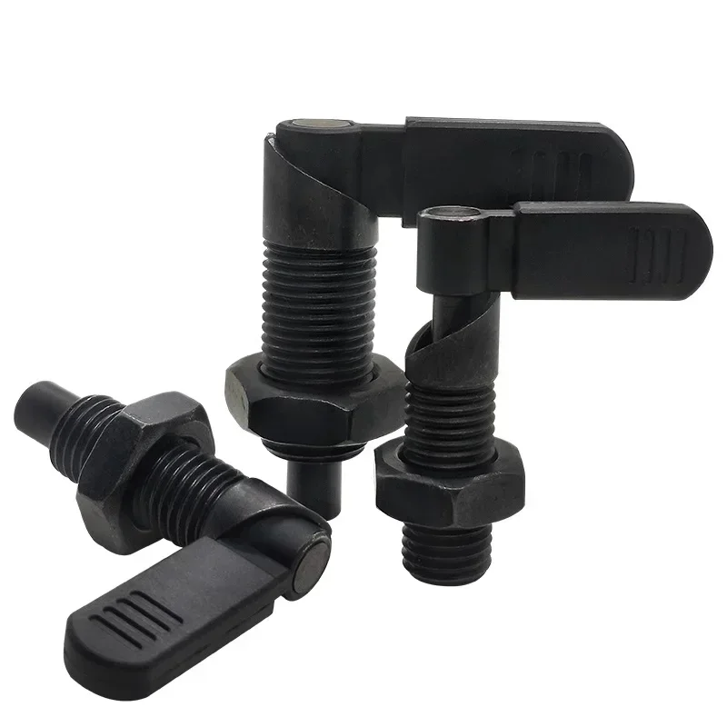 Carbon Steel L Shaped Handle Plastic Protected Fine Thread Nuts Indexing Plungers Spring Screw With Lock Nut M10 M12 M16 M20
