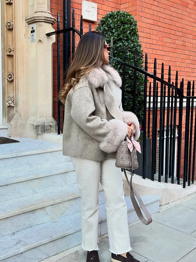    Mode namaakbont overjas dames turn-down kraag volledige mouw verborgen knop warme jas 2025, herfst winter nieuwe dame outwears