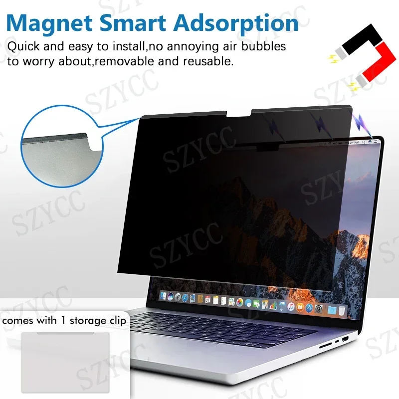 360 Degree 4 Way Anti Spy Removable Magnetic Privacy Screen Filter For MacBook Air 13.6 Blue Light Block Screen Protector Film