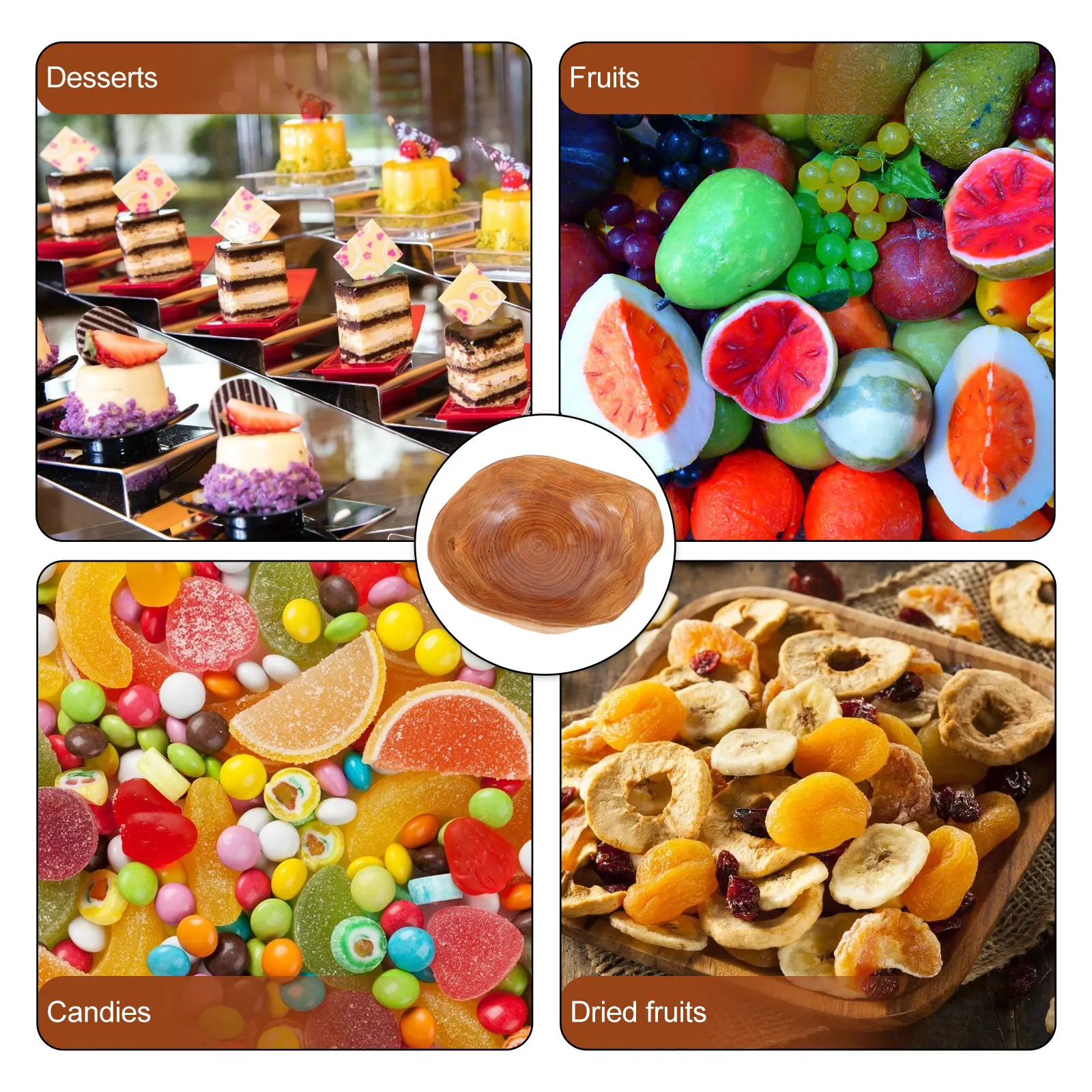 Serving Platter Solid Wood Multi-grid Fruit Plate Tray Wooden Bowls Board Farmhouse Dish