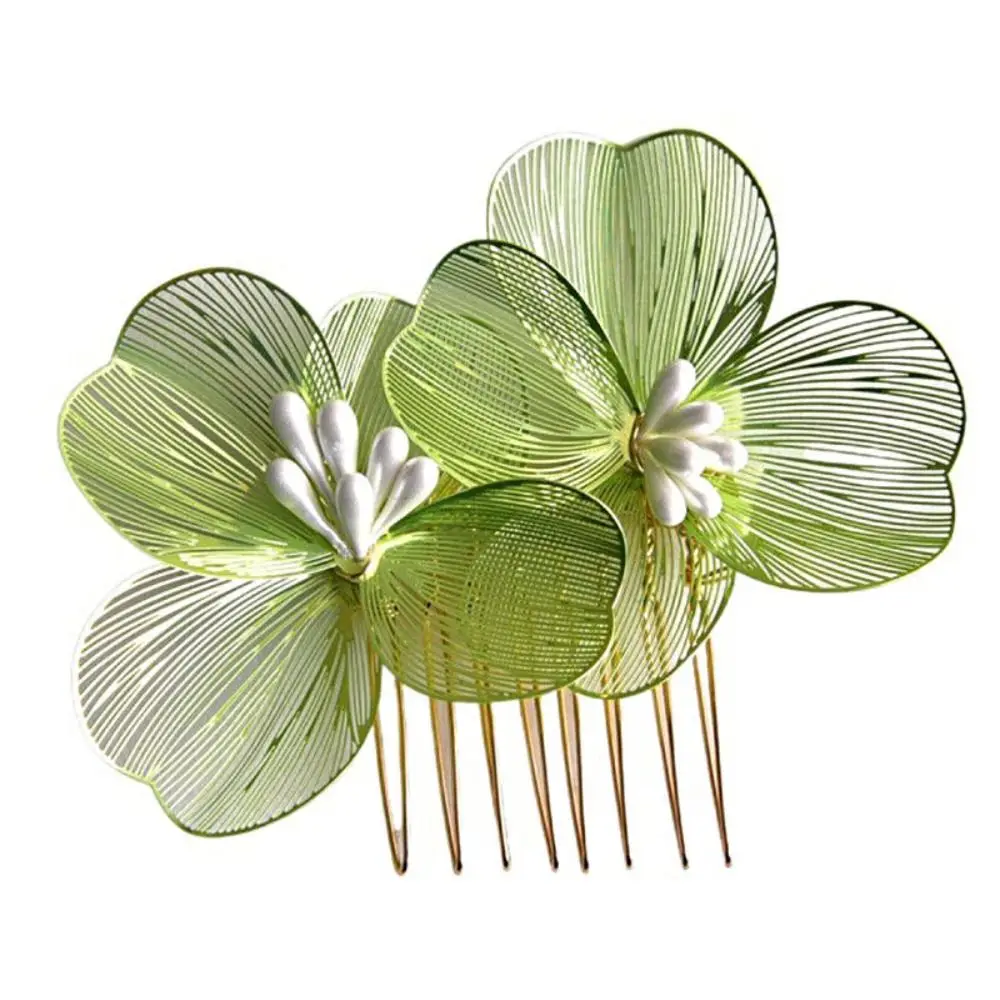 Fashion Hollow Bride Wedding Hair Comb Alloy Hairpin Floral Hair Comb Hair Accessories Solid Color Baroque Hair Clip