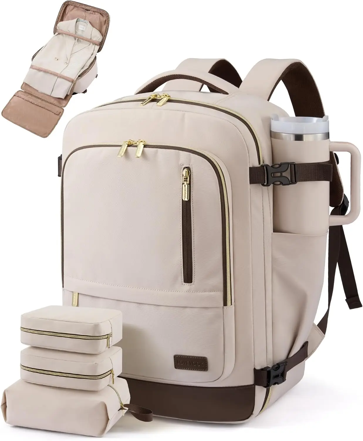

40L Airline-Approved Travel Backpack with Garment Bag and Packing Cubes, Fits 17" Laptop for Weekender Essentials