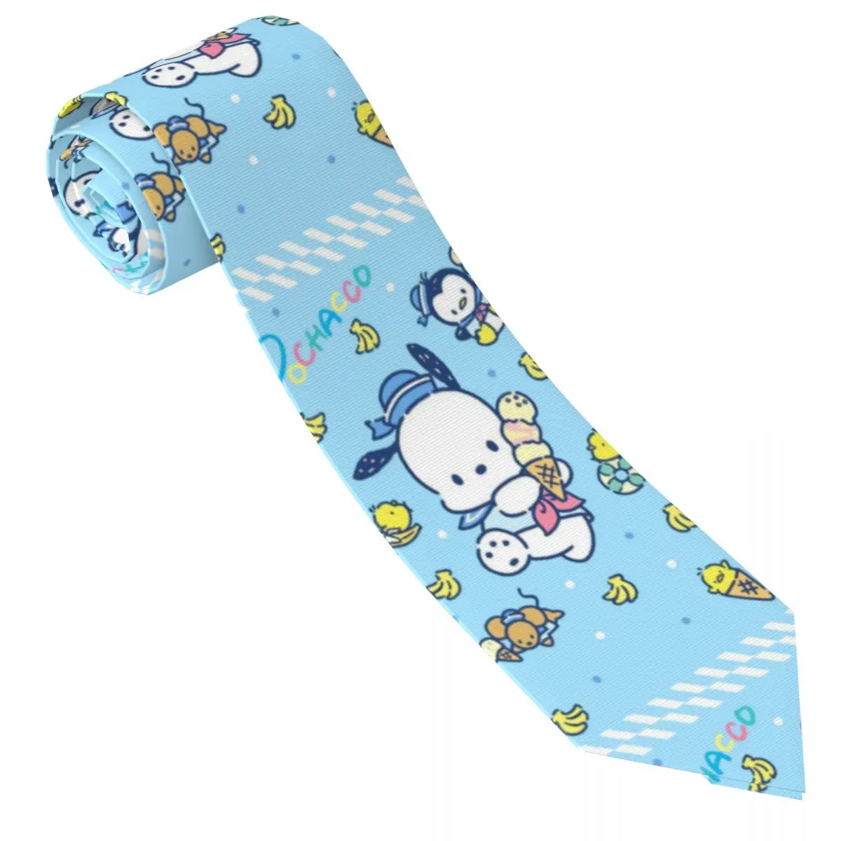 Custom Pochacco Kawaii Cartoons Neck Ties Men Printed Necktie For Business Mens Silk Tie