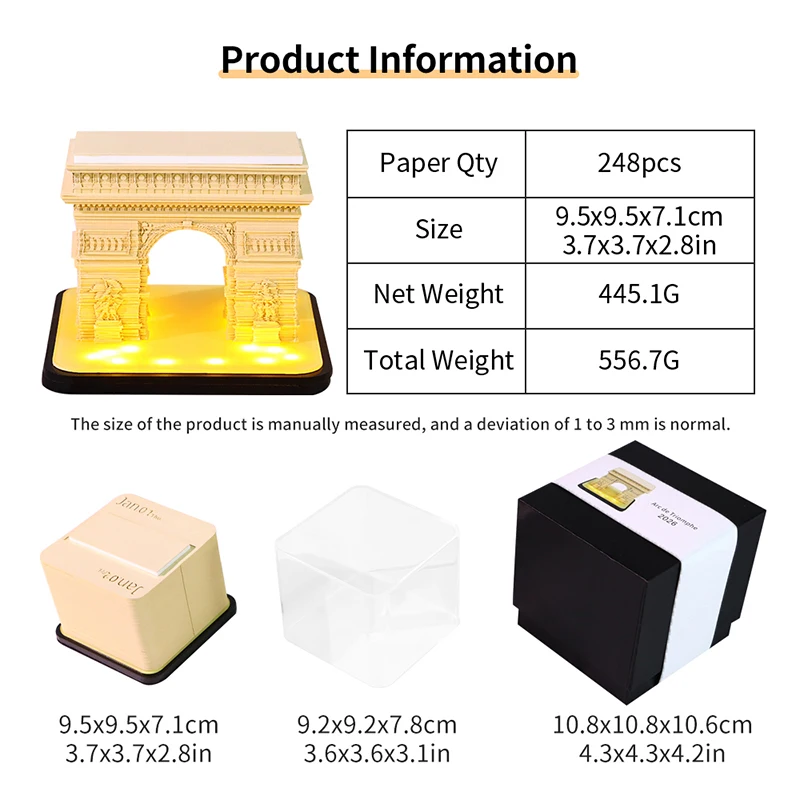 3D Tear-away Calendar Paper Carving Art Memo Pad Notepad Gift Christmas Time Piece Calendar 2026 Desk Calendar With LED Light