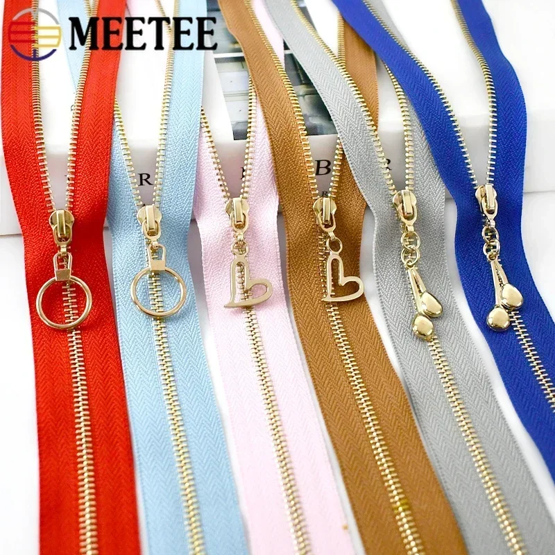 2 pezzi 3 # Meetee Chiusure con cerniera in metallo 15-60 cm Cerniere per cucire Borsa Zip con estremità chiusa per vestiti Kit di riparazione con