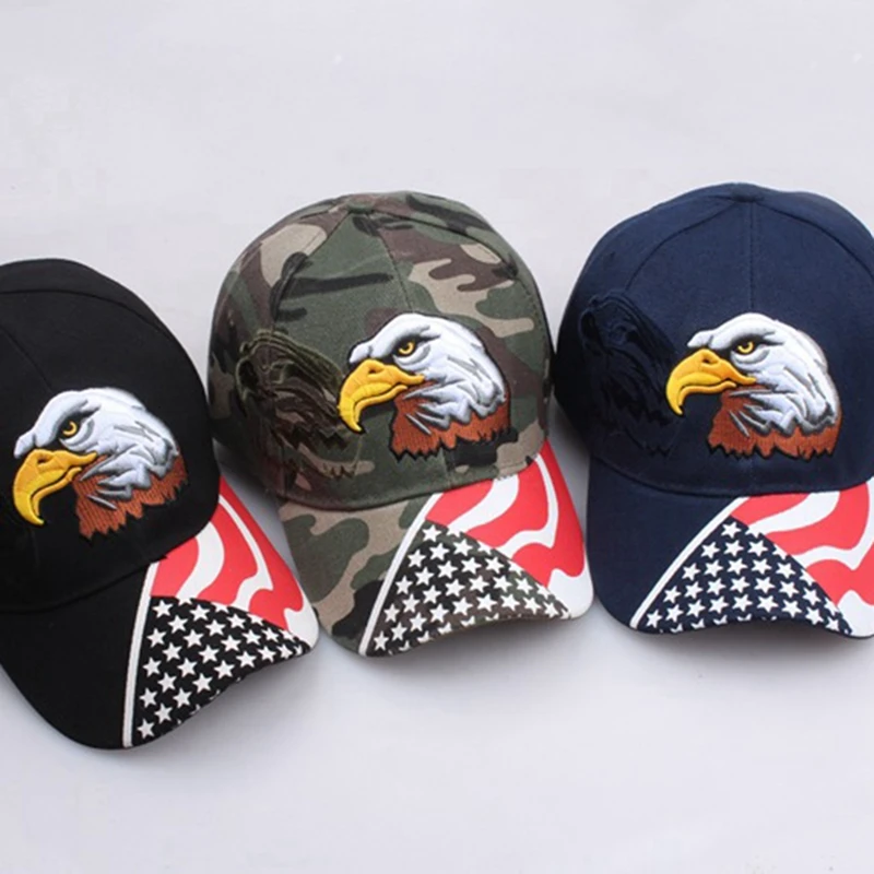 American Eagle and Flag Golf Caps USA 3D Embroidery Baseball Cap Men Women Patchwork Trucker Hat Patriotic Snapback Hats Gorras