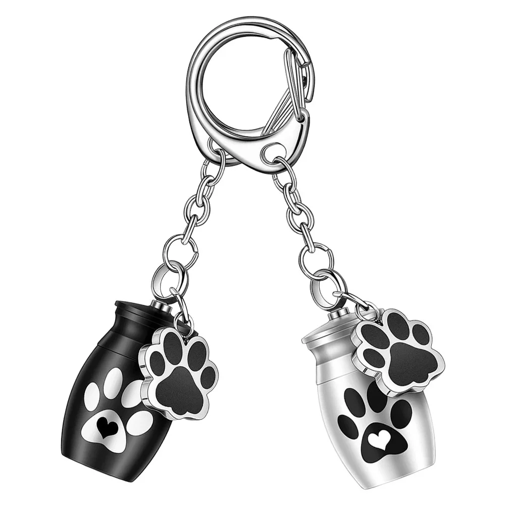 2 Pcs Pet Urn Locket Memorial Pendant Ashes Container Key Decor Dog Aluminum Alloy Ornament Chain