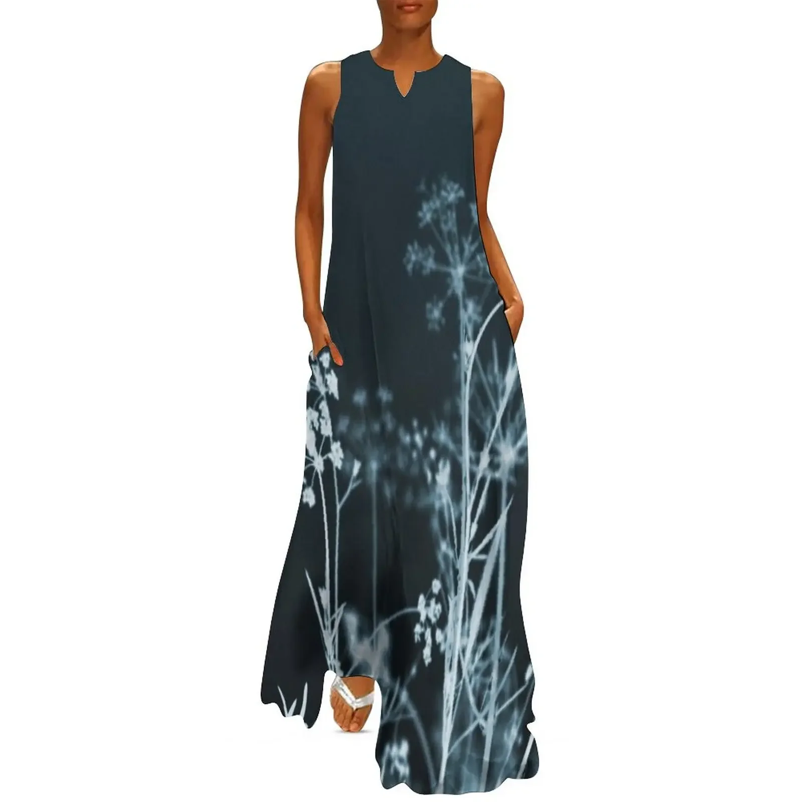 

Still of the Night. Elegant Dark Floral Long Dress womans clothing summer dress women 2025 Dress