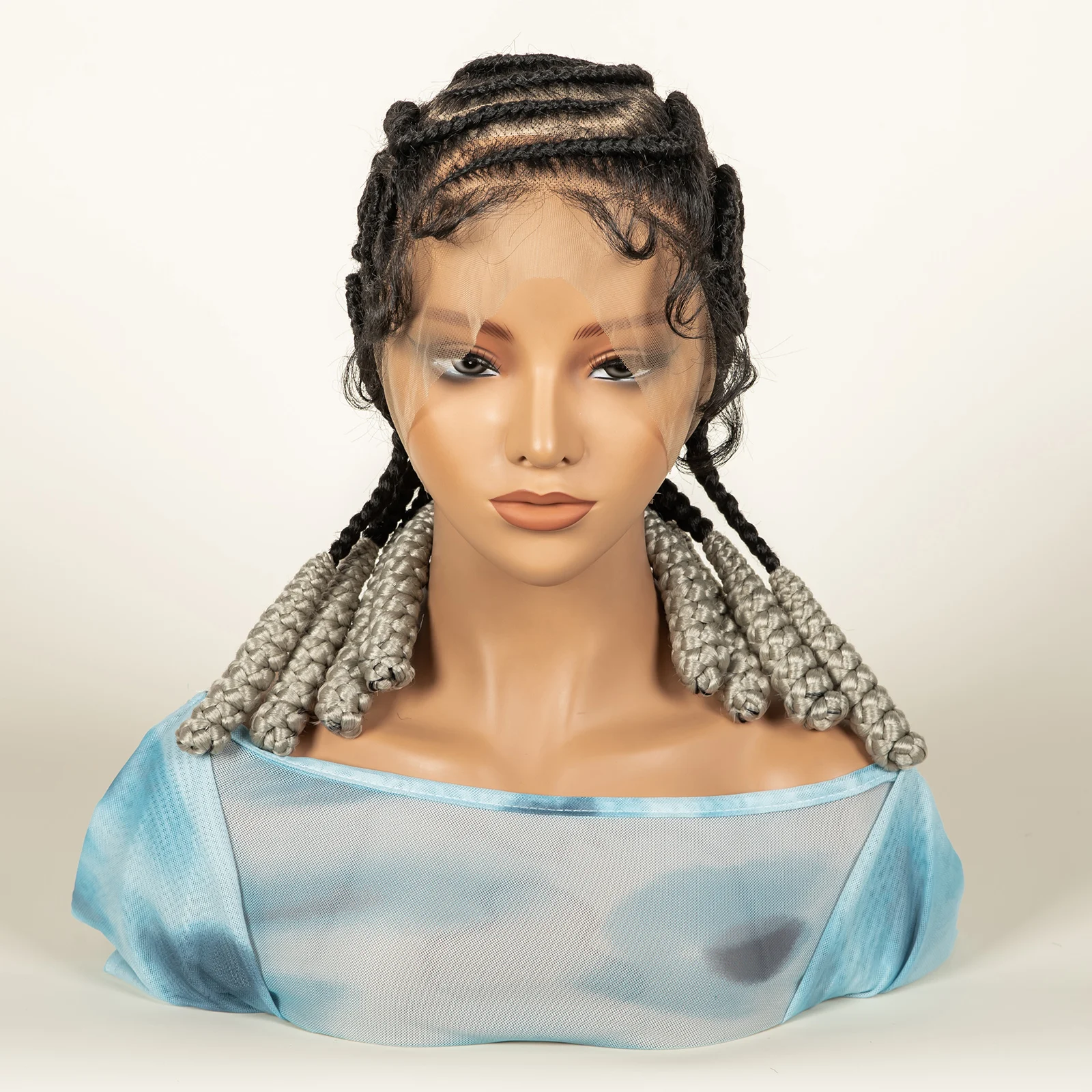 Utimate Franchise 18 Inch Bantu Braided Wigs Full Lace Synthetic Cornrow Braids Wig for Black Women Short Bantu Knotless Braid