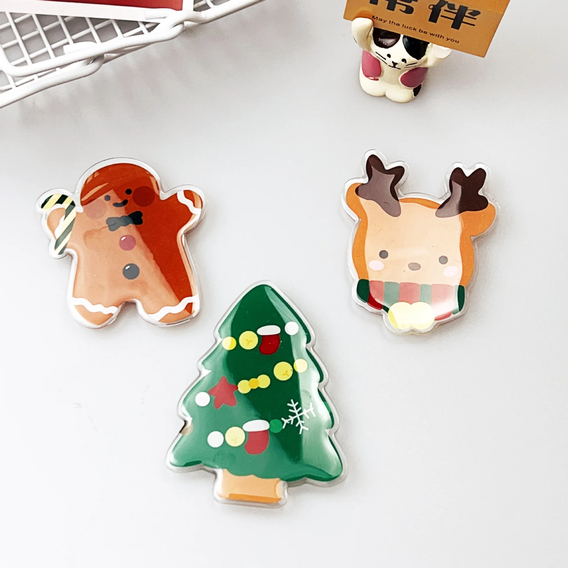 Santa Claus Cell Phone Holder Christmas Tree Expanding Stand and Grip Elk Air Cushion Back Sticker Telescopic Bracket Desktop