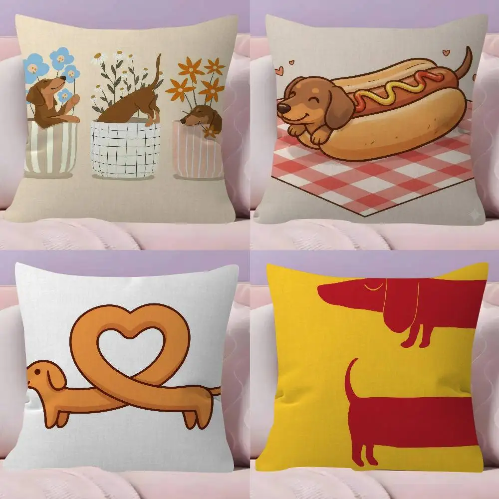 Sausage Dog Dachshund cute Double-sided Printed pillow cover Short plush Suitable living rooms bedrooms sofa throw cushion cover