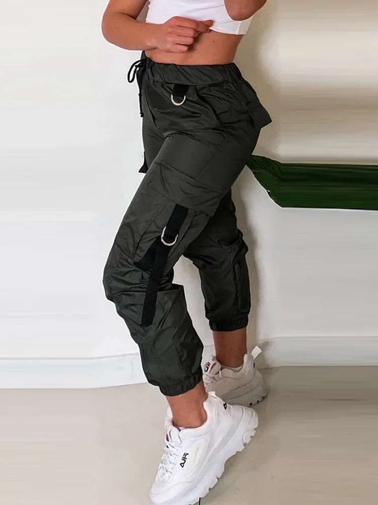 

Tape Patch Pocket Design Cuffed Pants